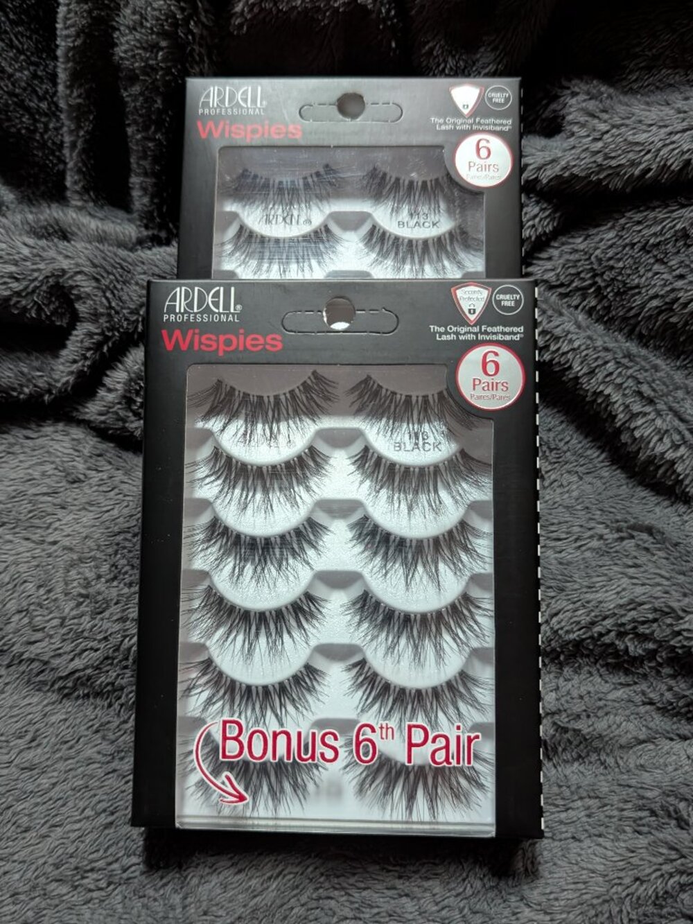 NEW 2 x Ardell Wispies Feathered Lashes with Invisiband Black 6 Pairs per Box